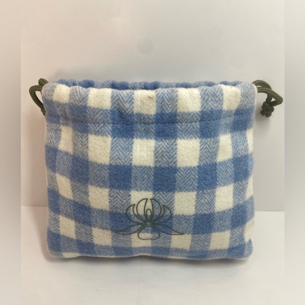 Sisley Comestic bag Blue and White Checkered Drawstring Bag